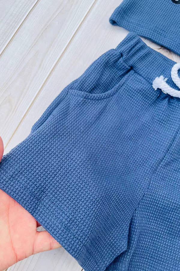 Western vehicle top & blue shorts boys boutique set