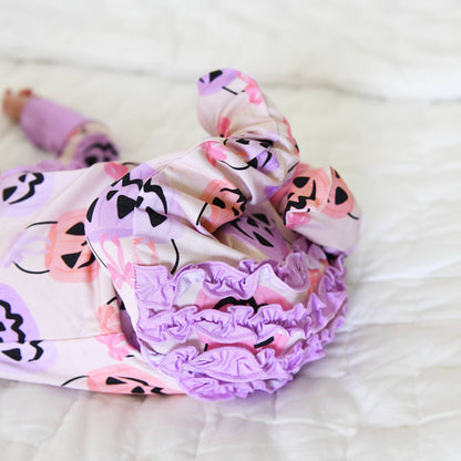 Emmy RUFFLE ZIP Bamboo Halloween Pumpkins Baby Outfit