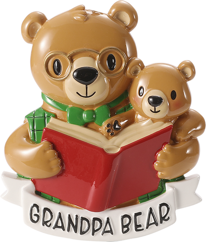 Grandparent Bear Reading Personalized Ornament