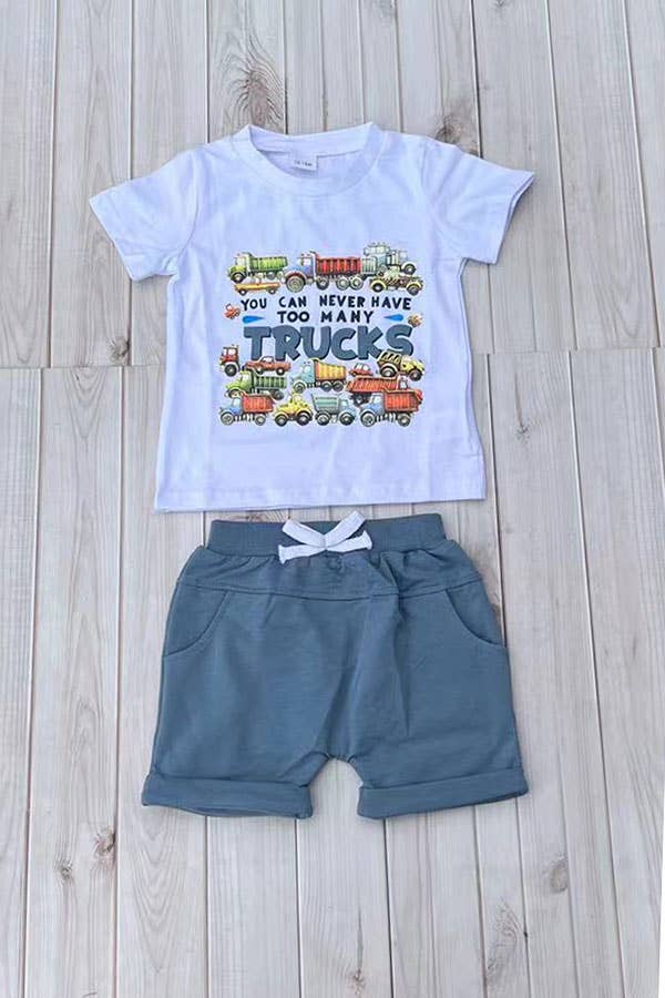 Western TRUCKS top blue shorts boy's boutique set