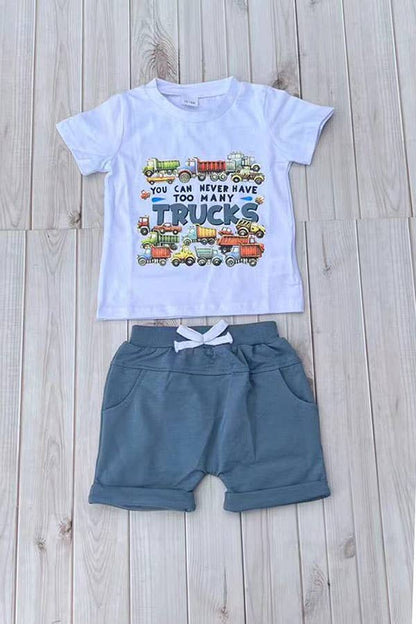 Western TRUCKS top blue shorts boy's boutique set