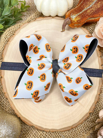 Jack-O-Lantern Hair Bow | Halloween Hair Bow | Clip or Headband