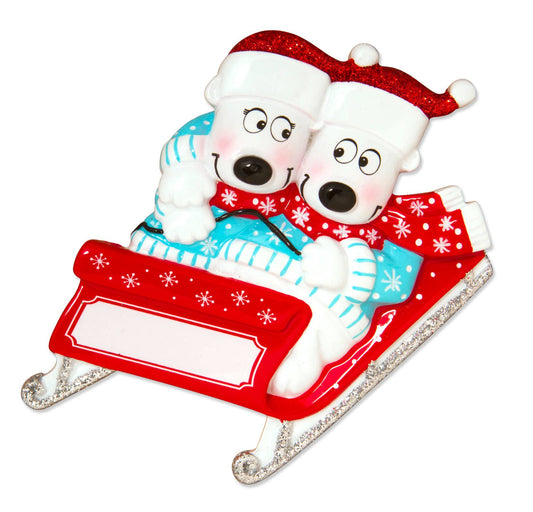 Bears on Sled Family Series Personalized Ornament