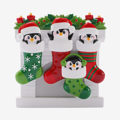 Penguin Family in Stockings Ornament