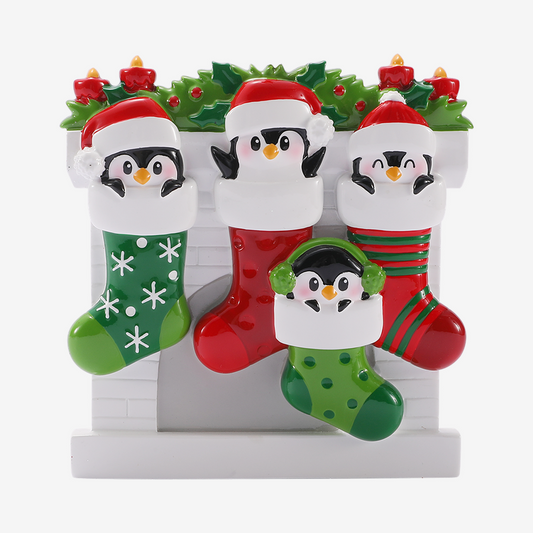Penguin Family in Stockings Ornament