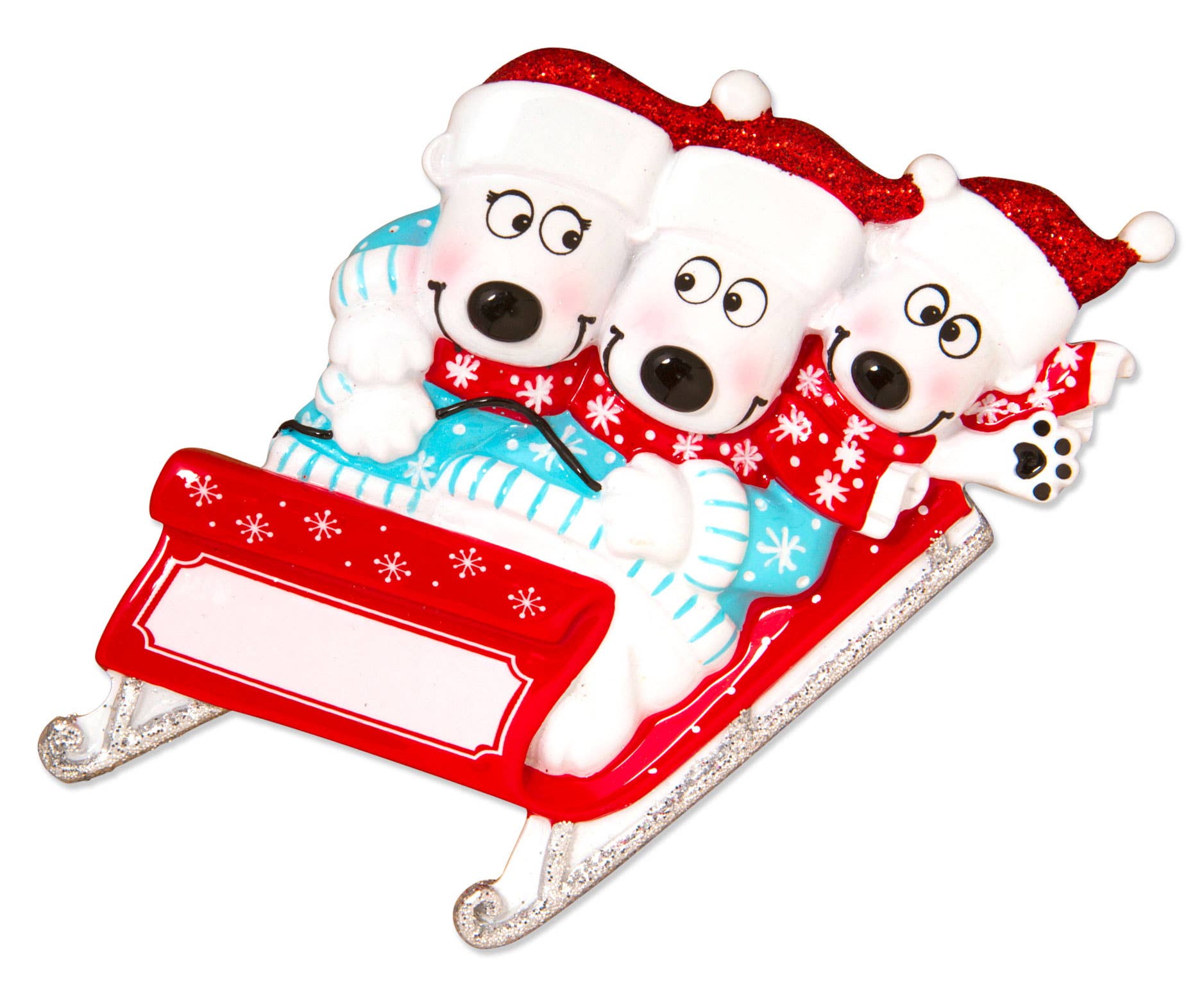 Bears on Sled Family Series Personalized Ornament