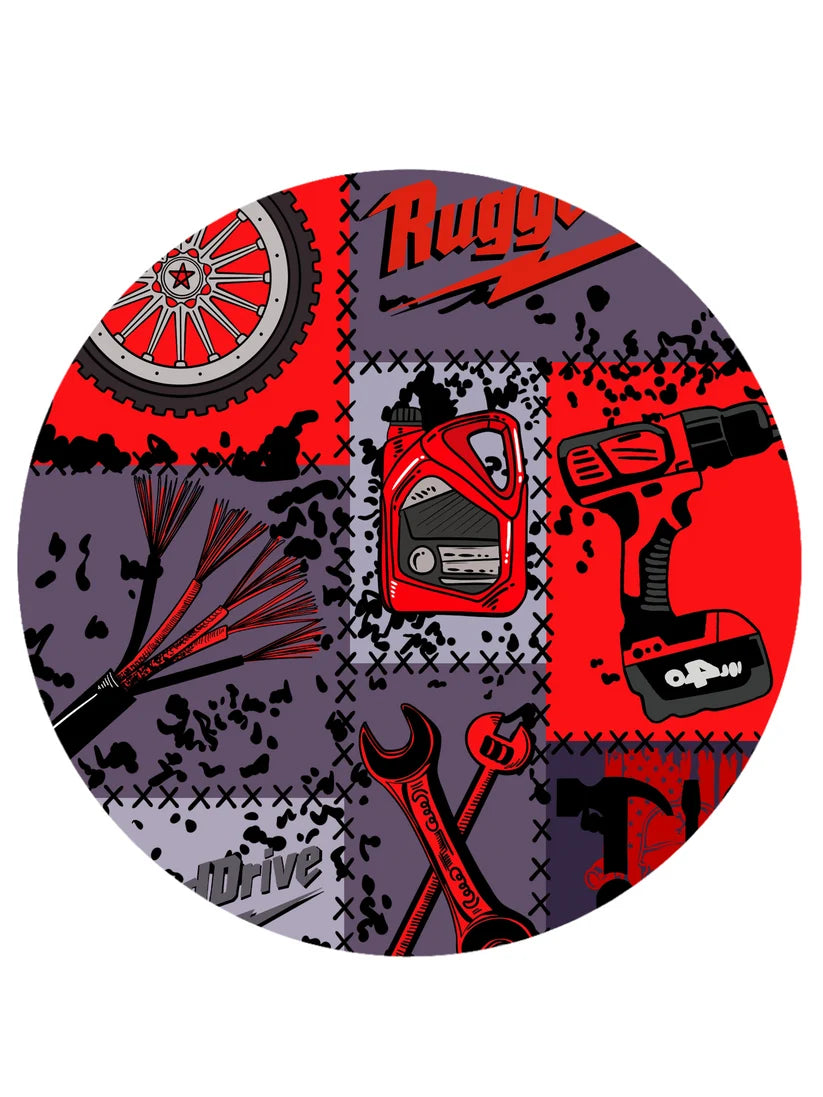 Red-Black Plaid Drive Wheels and Tools Game 2 Piece Pj Set