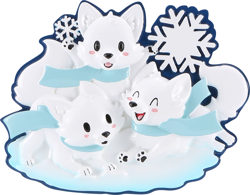 Arctic Fox Family Personalized Ornament