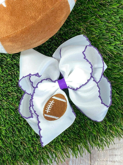 Football Embroidered Moonstitch Hair Bow | Clip or Headband