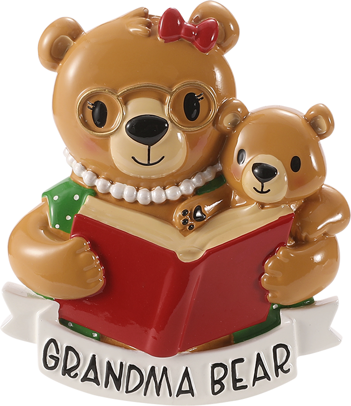 Grandparent Bear Reading Personalized Ornament