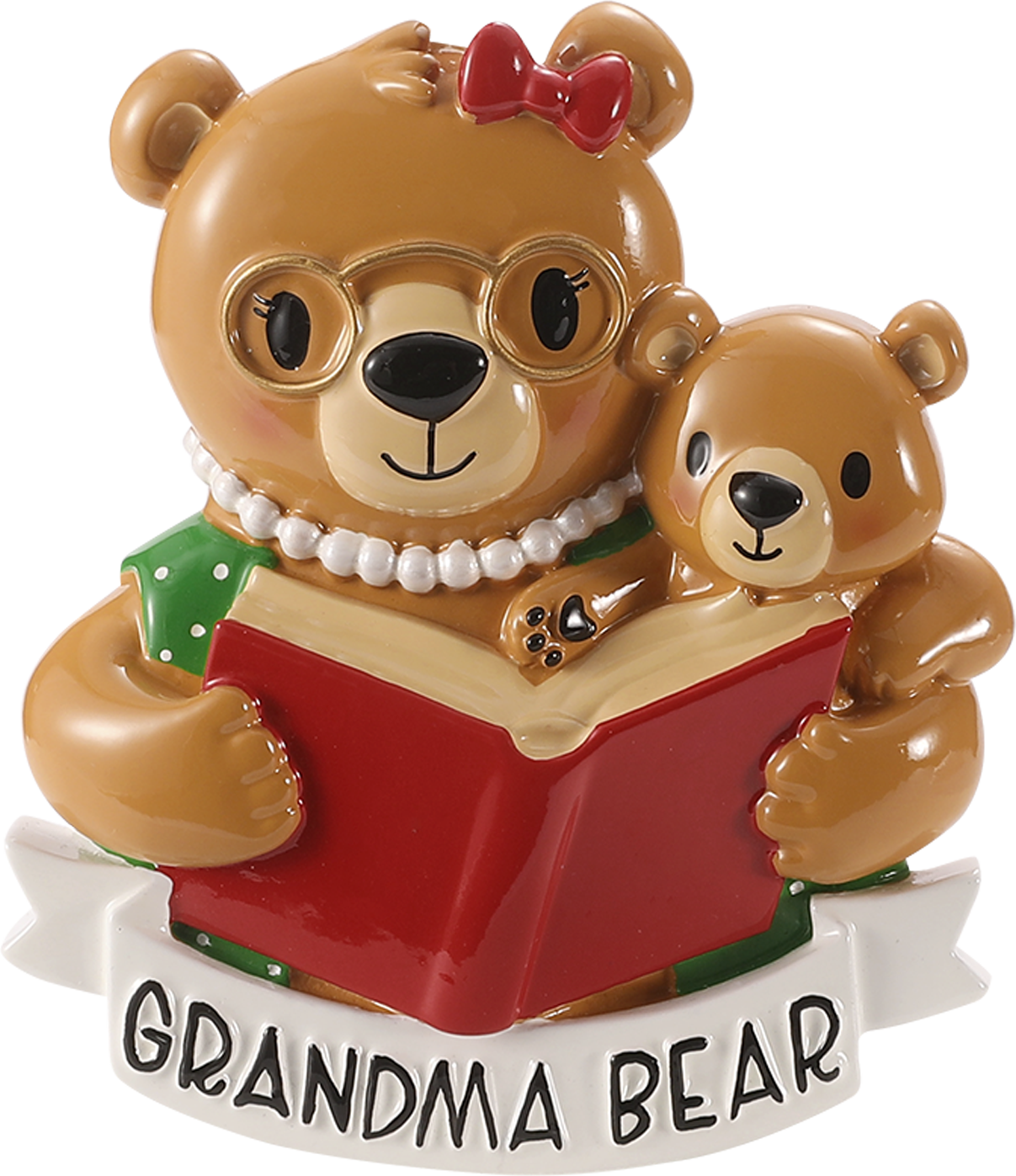 Grandparent Bear Reading Personalized Ornament