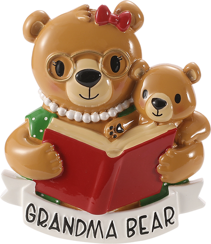 Grandparent Bear Reading Personalized Ornament
