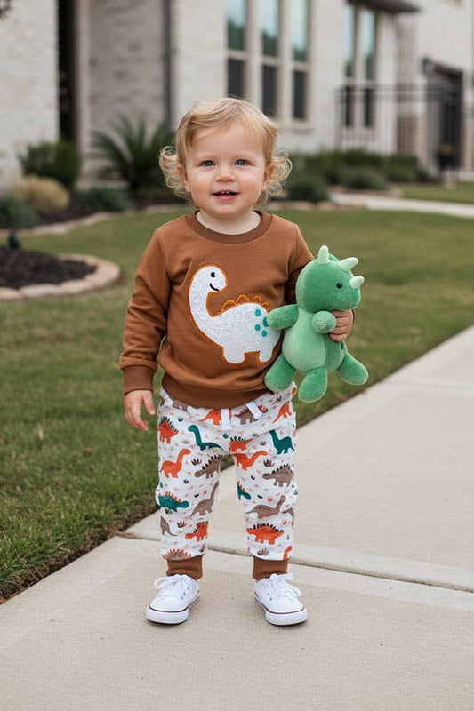 Trendy dinosaur sweatshirt pant boy's boutique set 2601098M
