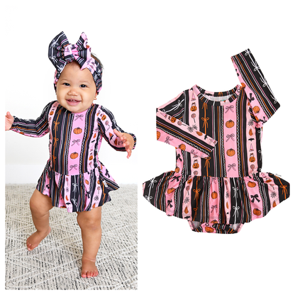 Lydia TUTU Bamboo Halloween Pumpkins Baby Dress Outfit