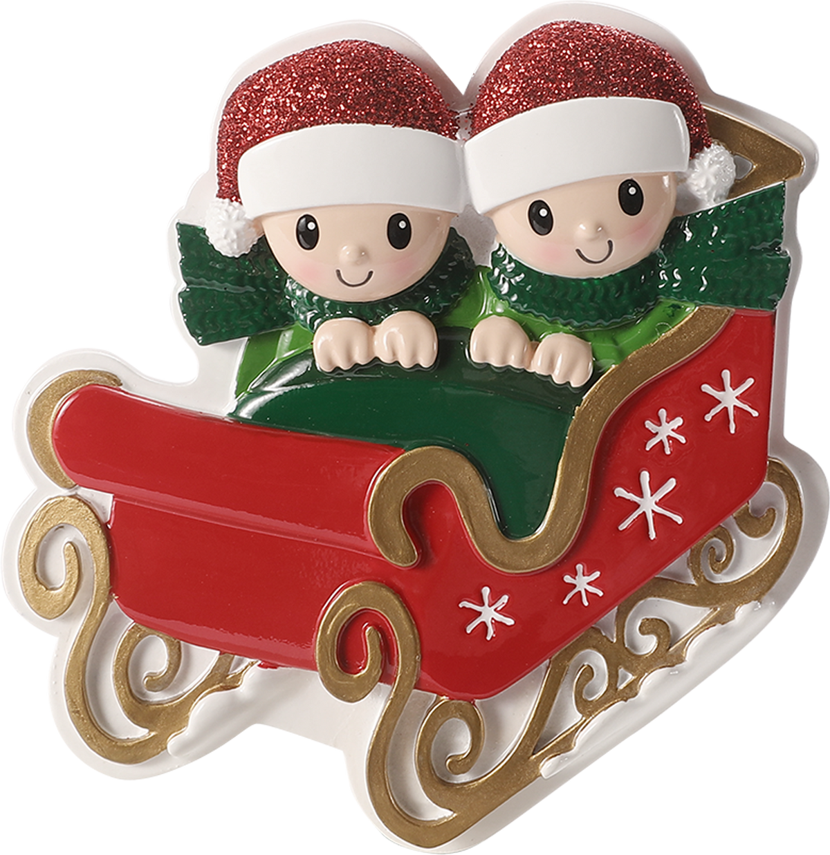 Family in Winter Sleigh Personalized Ornament