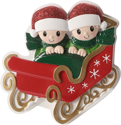 Family in Winter Sleigh Personalized Ornament