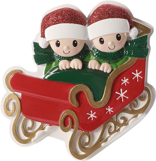 Family in Winter Sleigh Personalized Ornament