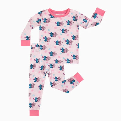 Blue, Pink Stitch Two-Piece PJ Set