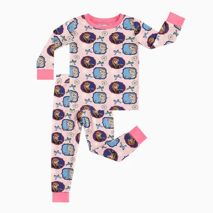 Flower Bow Frozen Sisters 2 Piece Pj Set