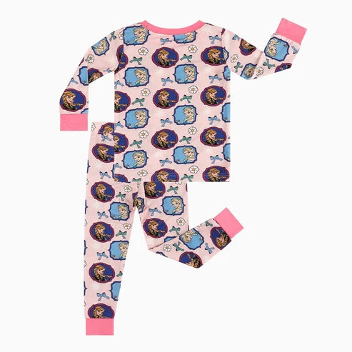 Flower Bow Frozen Sisters 2 Piece Pj Set