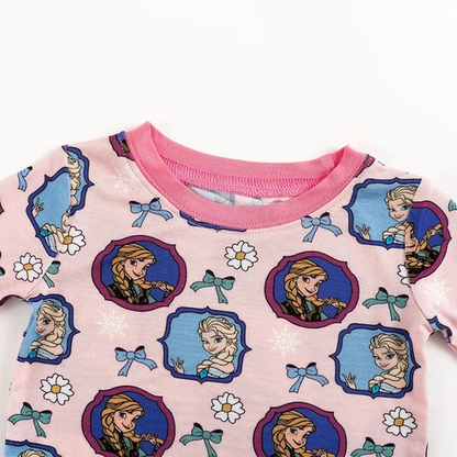 Flower Bow Frozen Sisters 2 Piece Pj Set