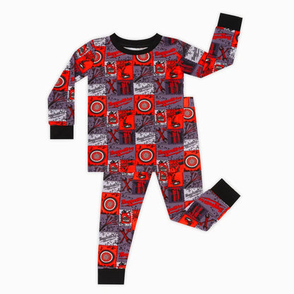 Red-Black Plaid Drive Wheels and Tools Game 2 Piece Pj Set