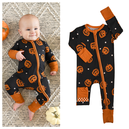 Jack ZIP Bamboo Halloween Pumpkins Baby Outfit