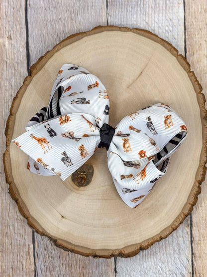 Safari Zoo Animals Classic Hair Bow | Clip or Headband