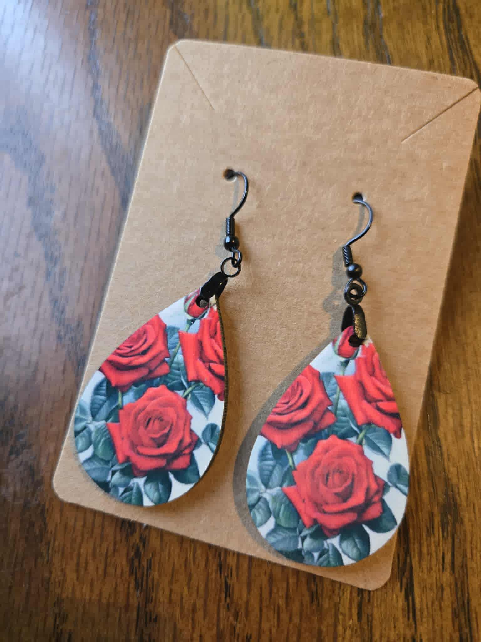 Flower Theme Tear Drop Earrings