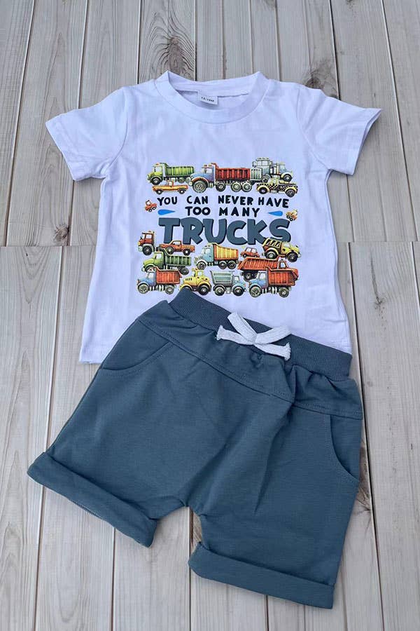 Western TRUCKS top blue shorts boy's boutique set