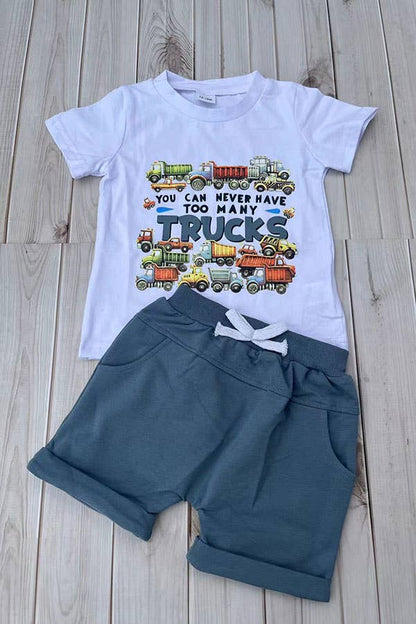 Western TRUCKS top blue shorts boy's boutique set