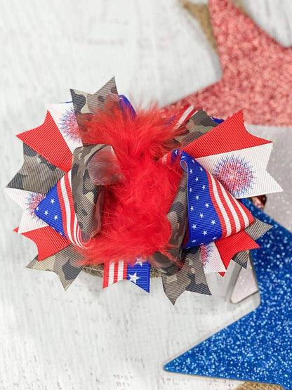 Flag & Camo Marabou Bow