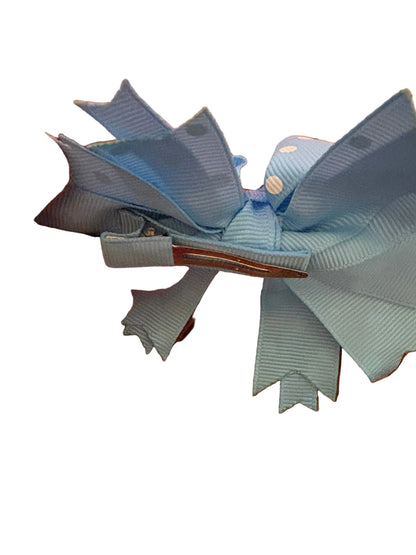 Blue Pot A Dot Bow hair Clip