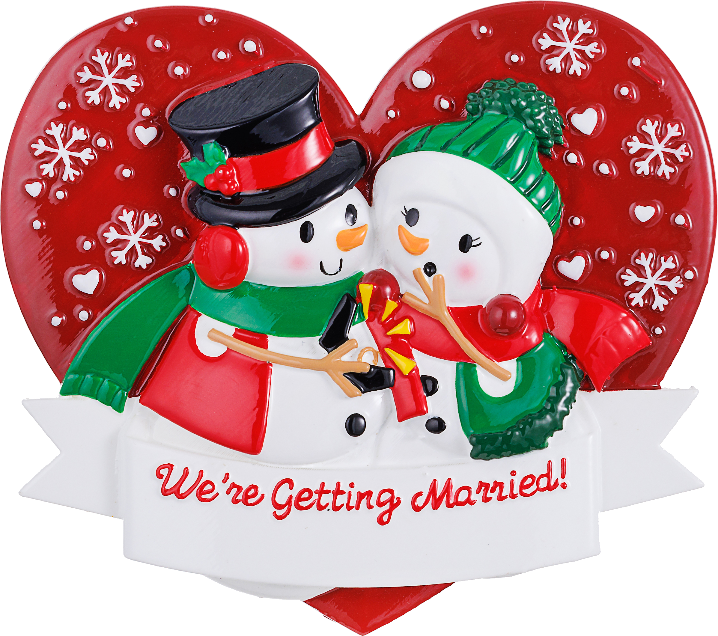 Snowman Engagement Personalized Ornament