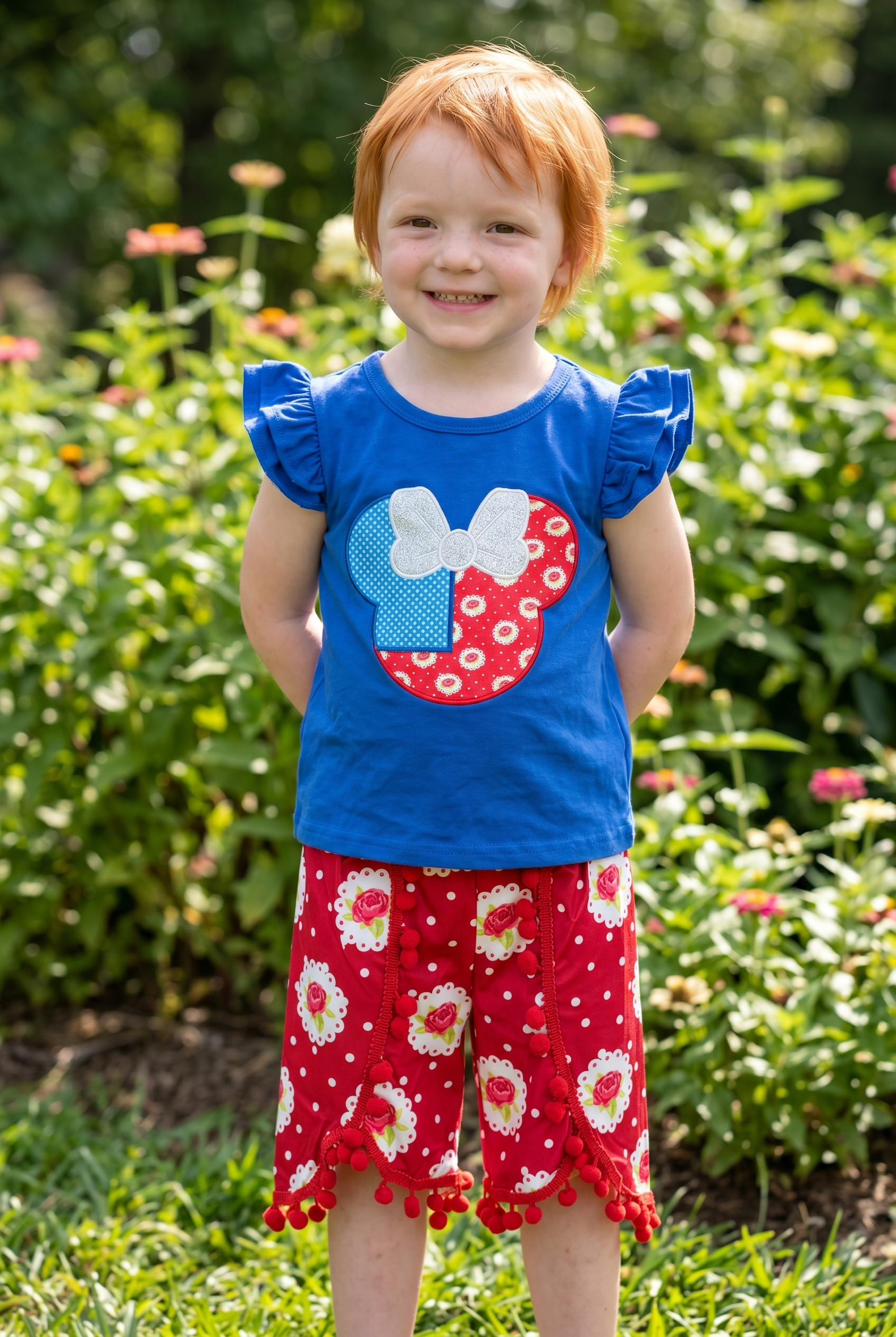 Female Mouse Flag Embordered w/rose pants