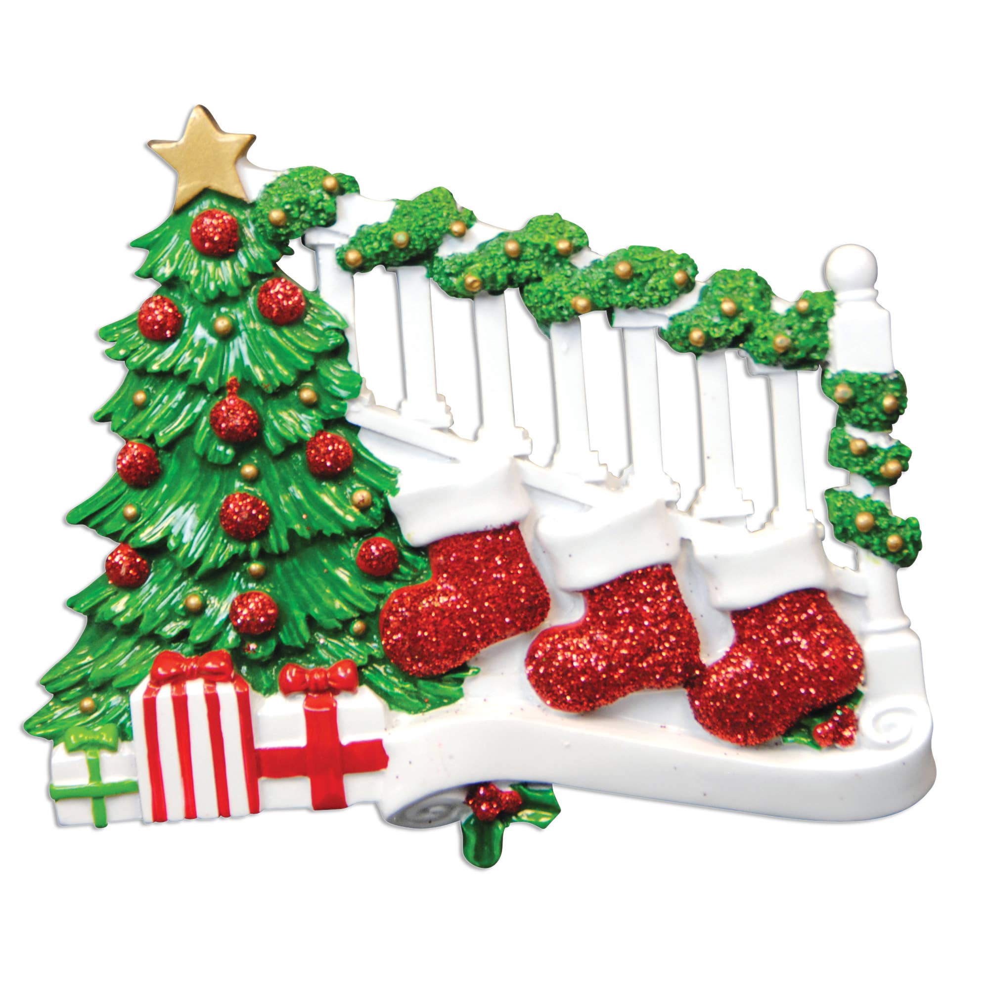 Bannister with Stockings Family Series Table Topper