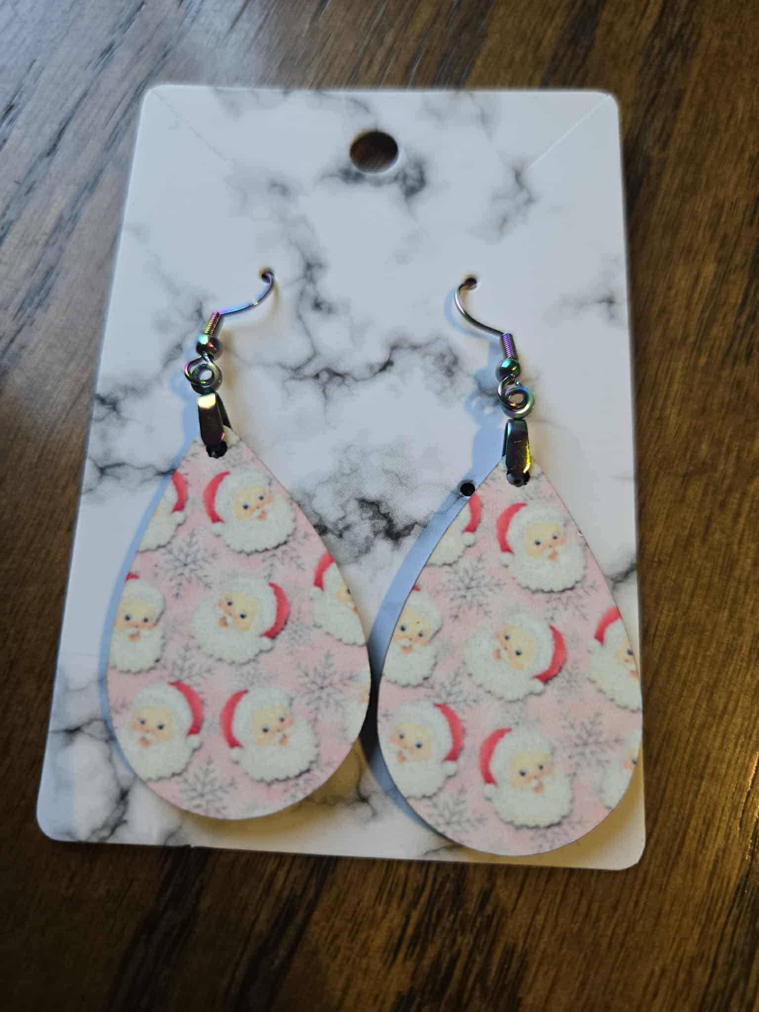 Santa Clause Tear Drop Earrings
