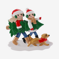 Family with Christmas Tree and Dog Ornament