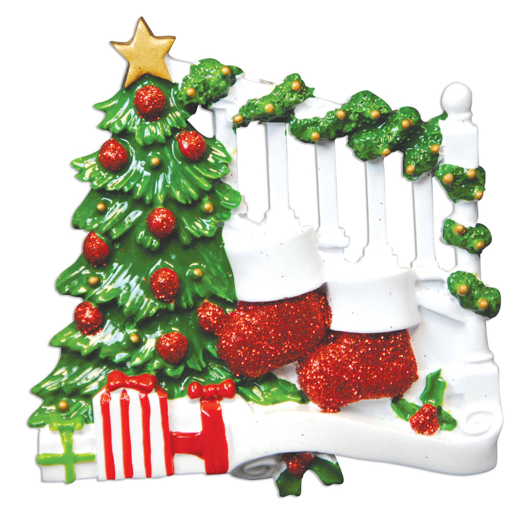 Bannister with Stockings Family Series Table Topper