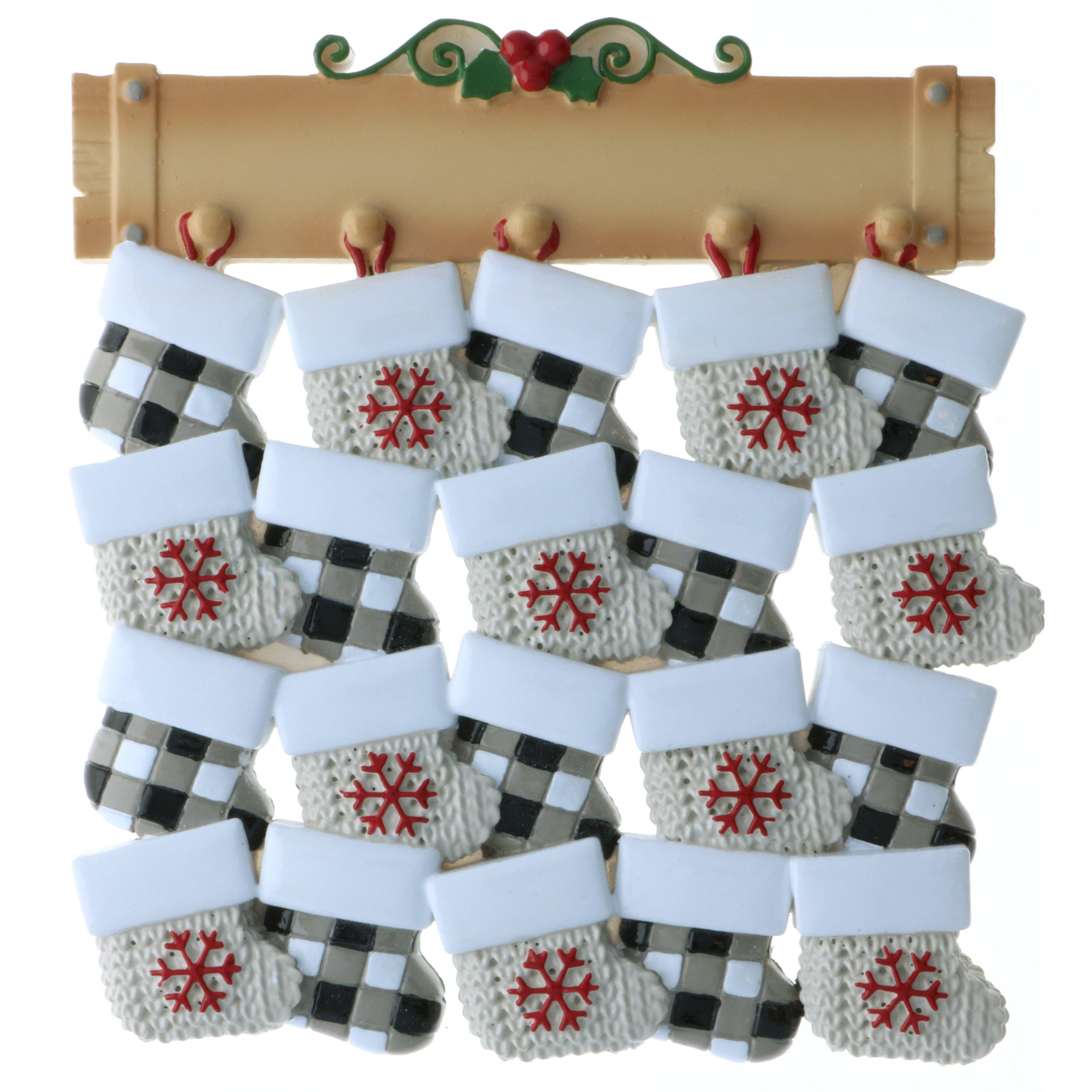 Mantle with 20 Stockings Personalized Ornament