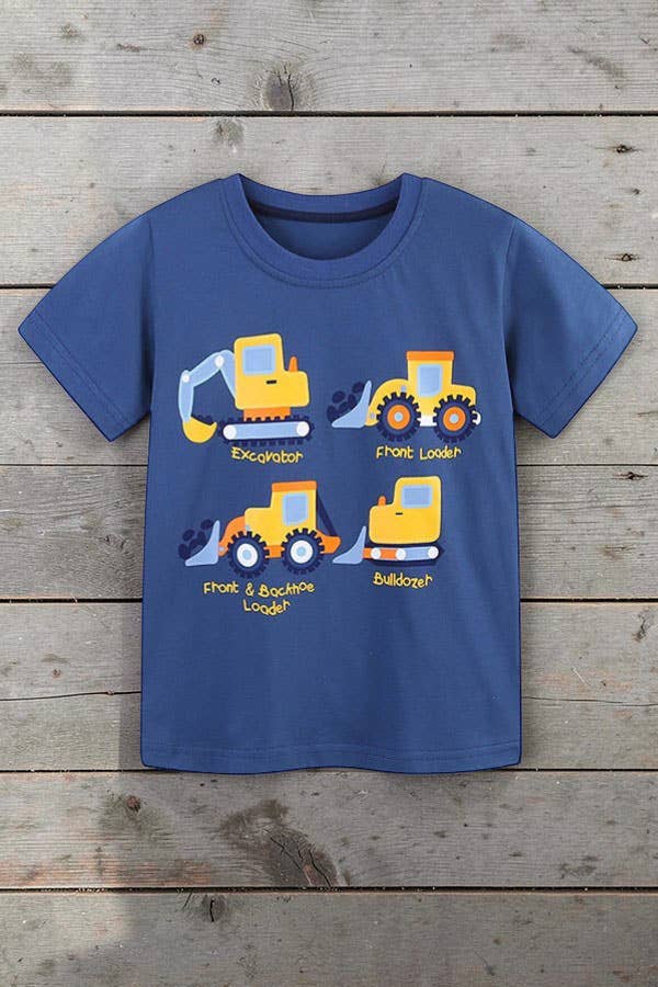 Construction truck top & embroidery shorts boy set