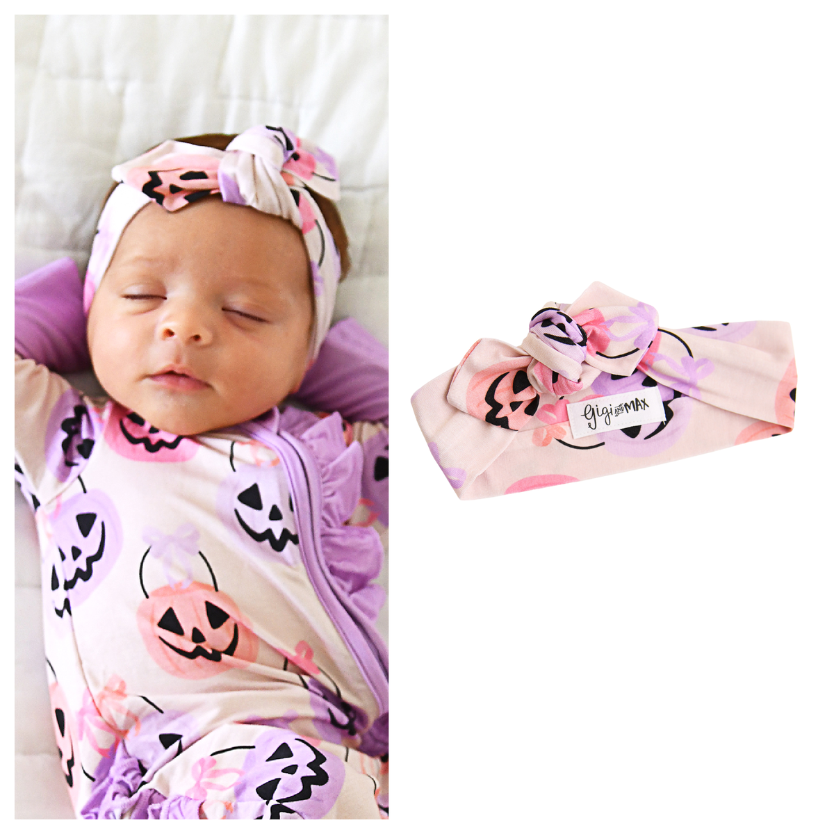 Emmy TOPKNOT HEADBAND Newborn Halloween Pumpkins Accessories