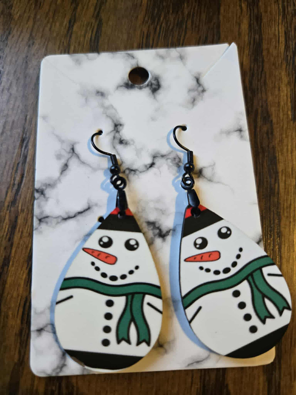 Snowman Tear Drop Earrings