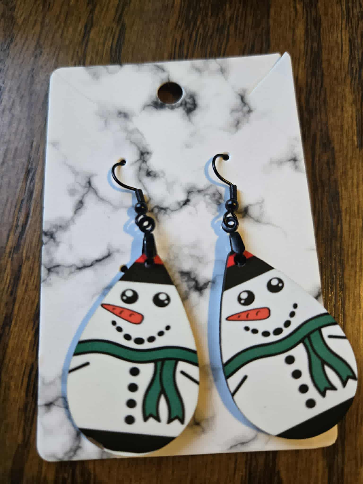 Snowman Tear Drop Earrings