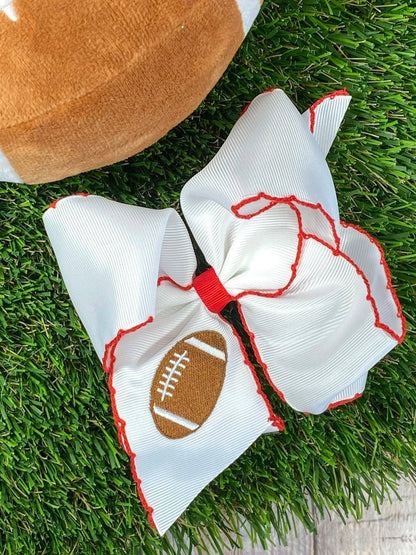 Football Embroidered Moonstitch Hair Bow | Clip or Headband