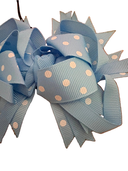 Blue Pot A Dot Bow hair Clip