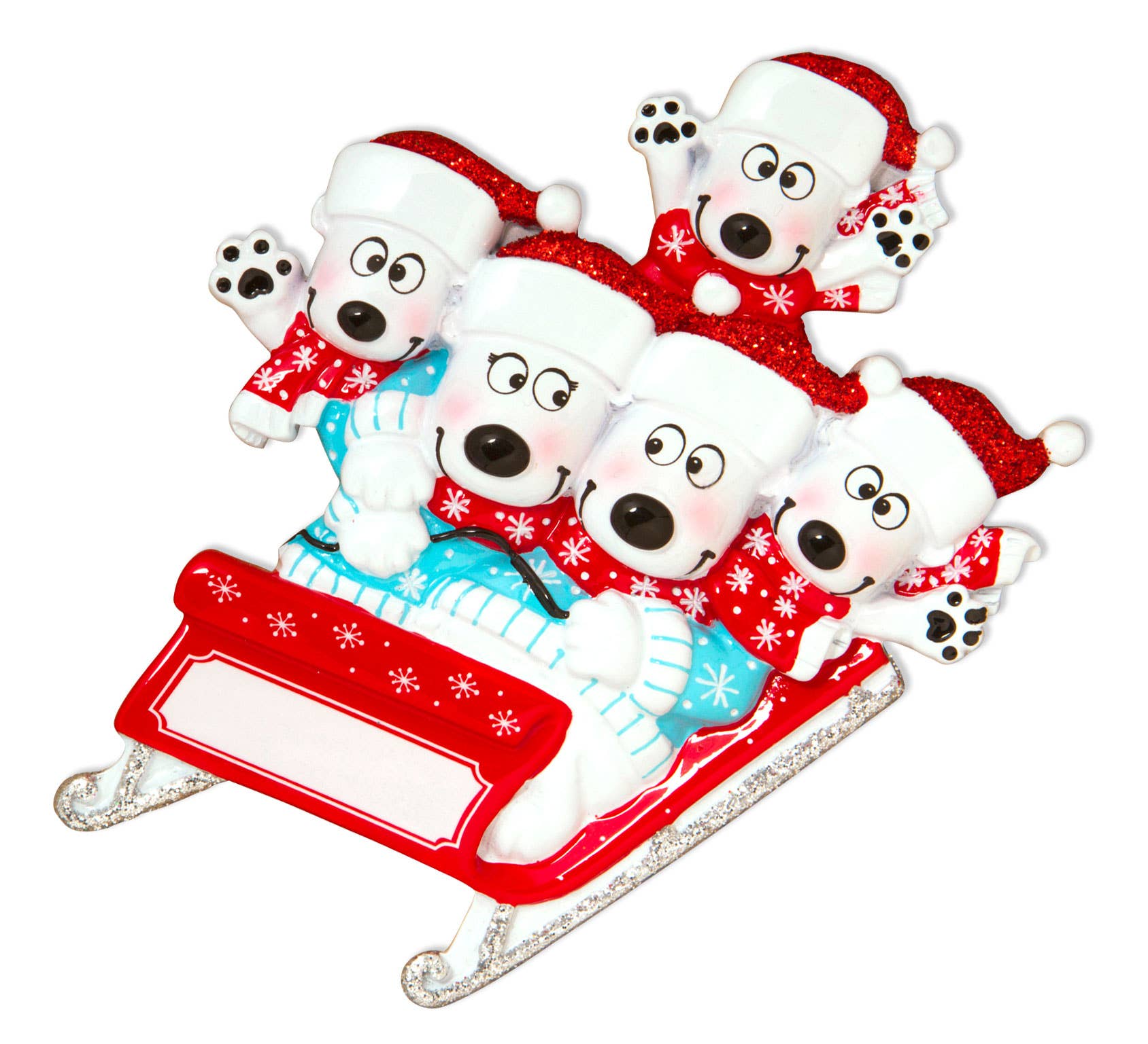 Bears on Sled Family Series Personalized Ornament