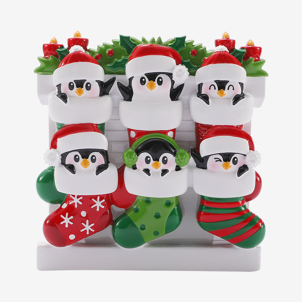 Penguin Family in Stockings Ornament