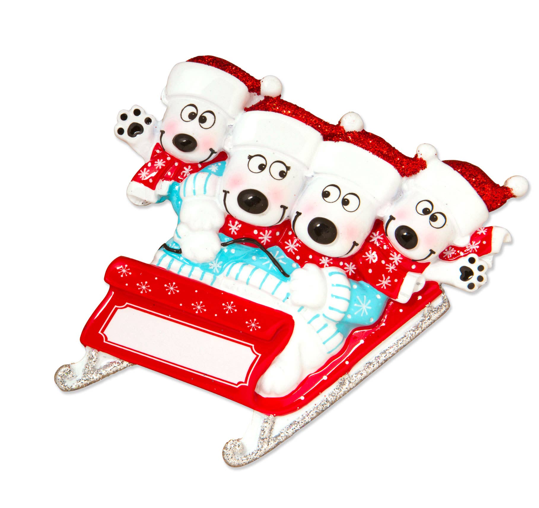 Bears on Sled Family Series Personalized Ornament