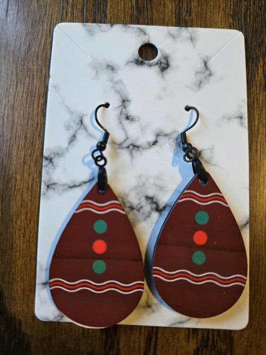 Gingerbread Themed Tear Drop Earrings